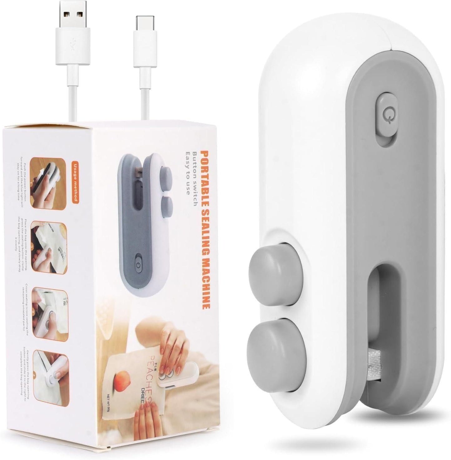 Portable Mini Sealing Machine 2 in 1 USB Rechargeable Magnetic