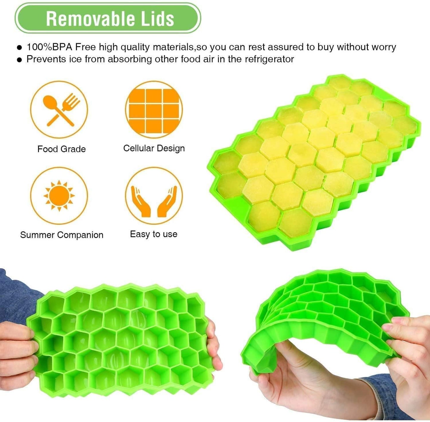 Honeycomb Silicone Ice Tray 37 Grids (pack of 2)