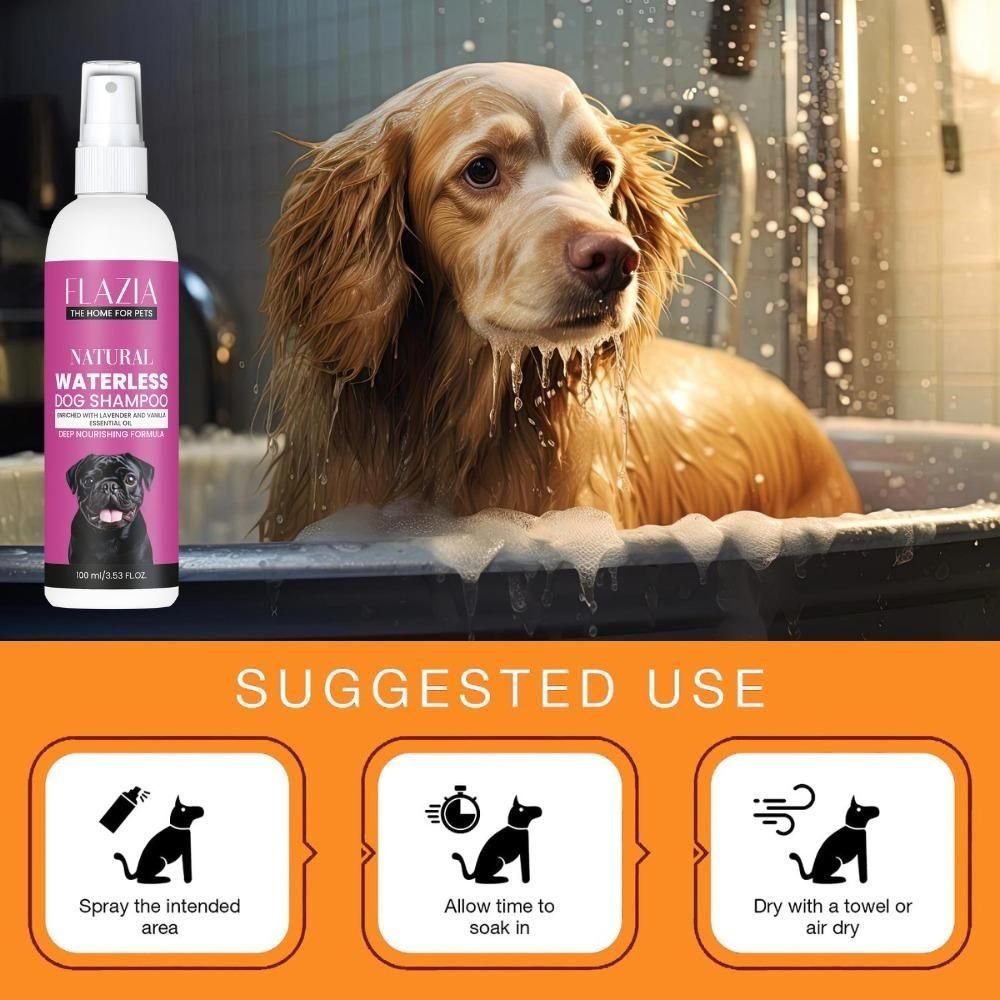 Flazia Dog Natural Waterless Shampoo 100 ml (Pack of 1)