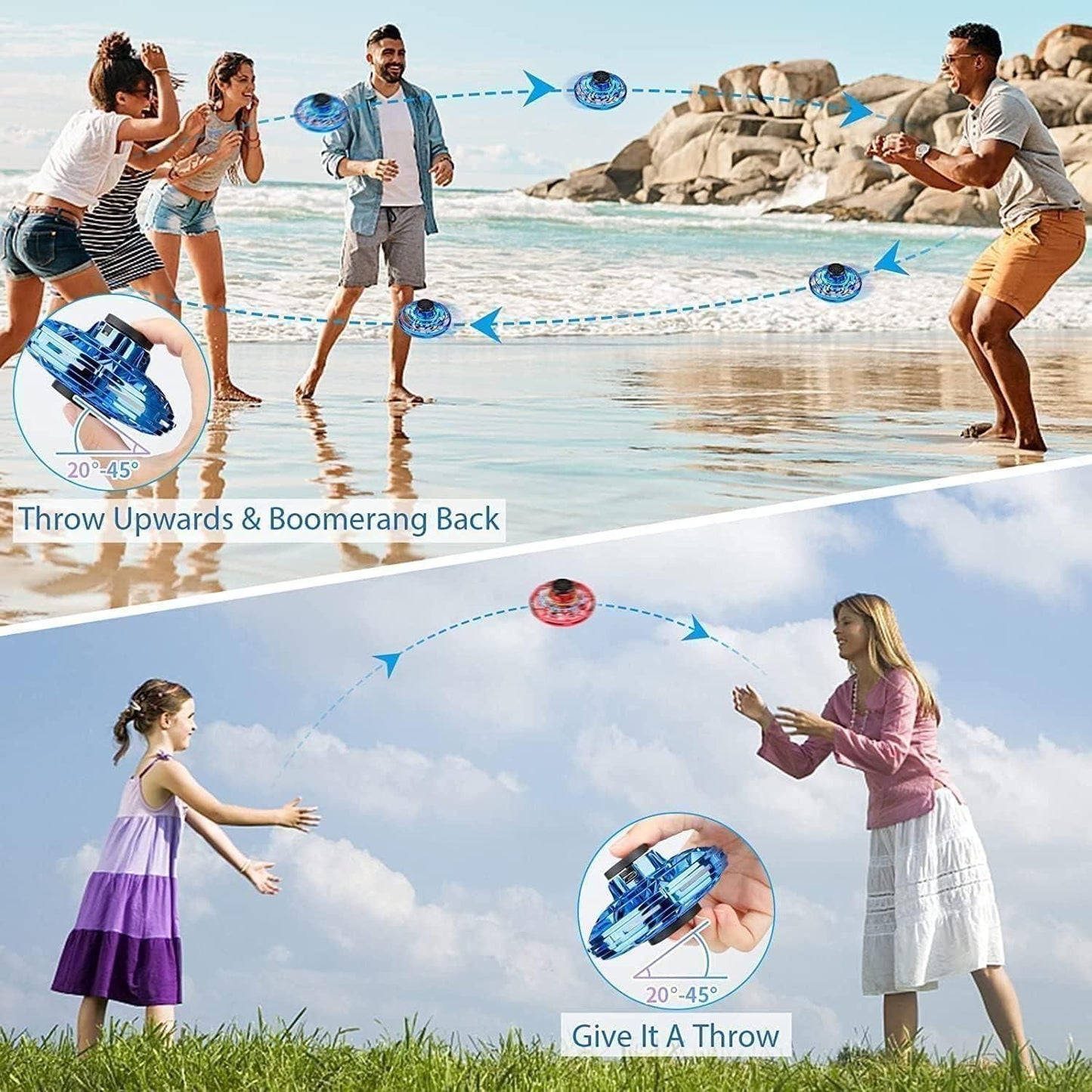 FlyOrb™ flying spinner Toy with USB Charge | Colorful RGB lights