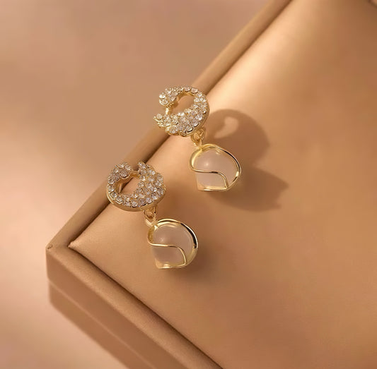 Golden Swan Elegance Pearl Drop Earrings