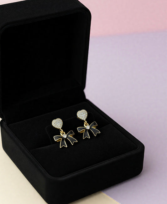 Midnight Bow Elegance Earrings