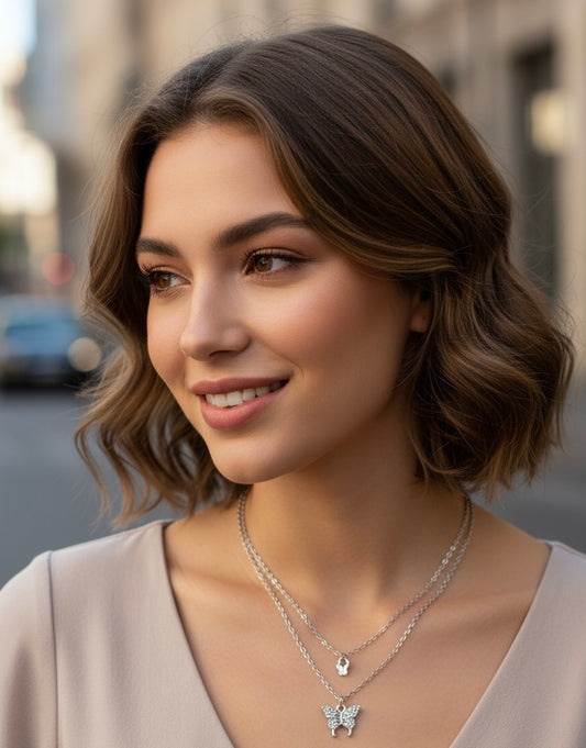 butterfly pendant layered necklace 🦋