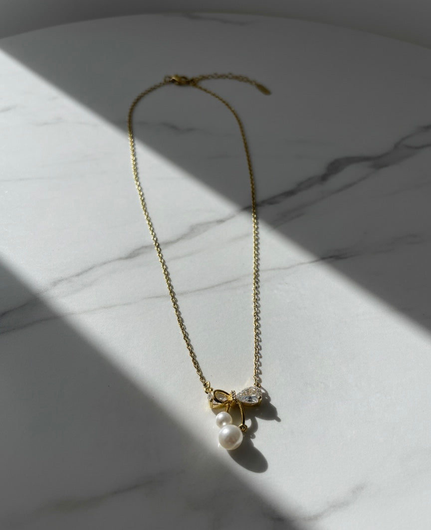 Eternal Grace Bow & Pearl Necklace✨