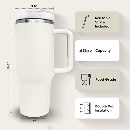 40oz Tumbler w/ Handle, Vacuum Insulated, Stainless Steel Water Cup