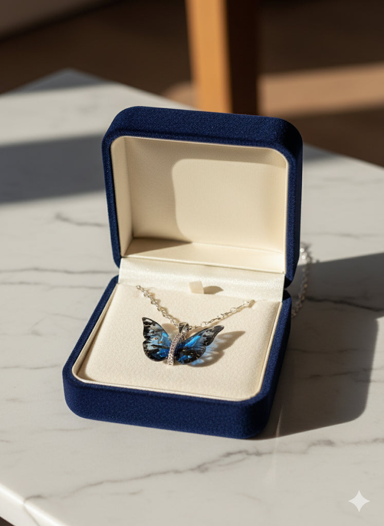 Blue Aurora Butterfly Necklace 🦋✨