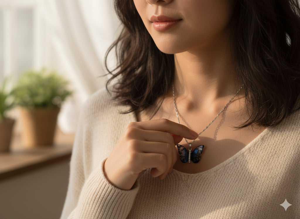 Blue Aurora Butterfly Necklace 🦋✨