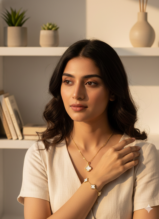 Clover Necklace & Bracelet Set