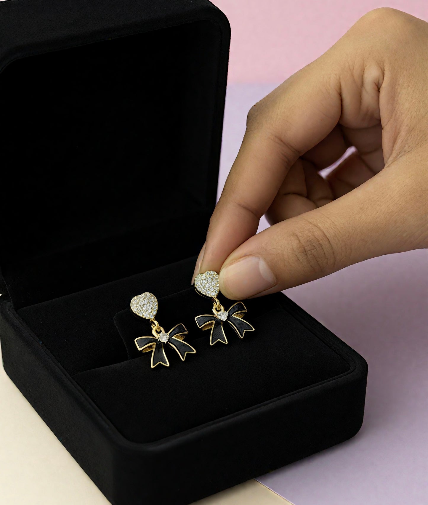 Midnight Bow Elegance Earrings