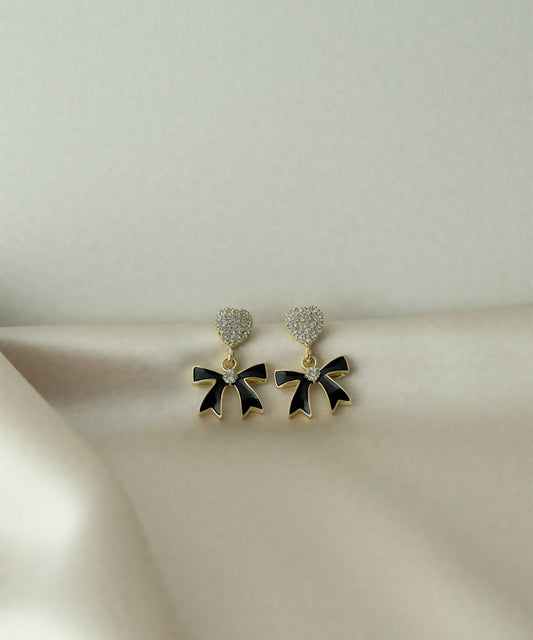 Midnight Bow Elegance Earrings