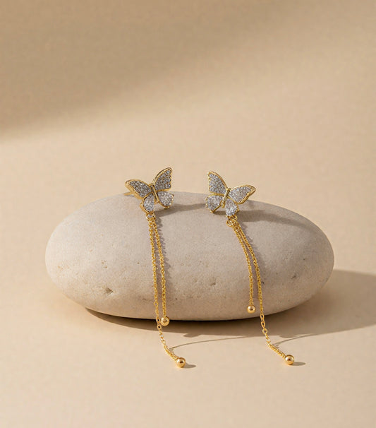 Golden Butterfly Dangle Earrings 🦋✨