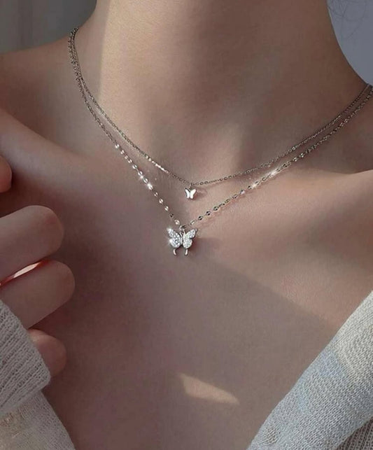 butterfly pendant layered necklace 🦋