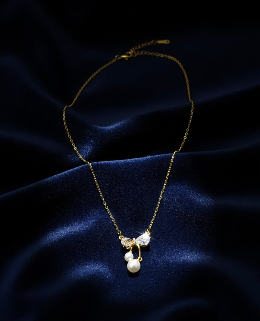 Eternal Grace Bow & Pearl Necklace✨