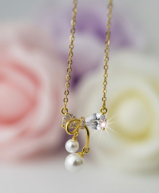 Eternal Grace Bow & Pearl Necklace✨