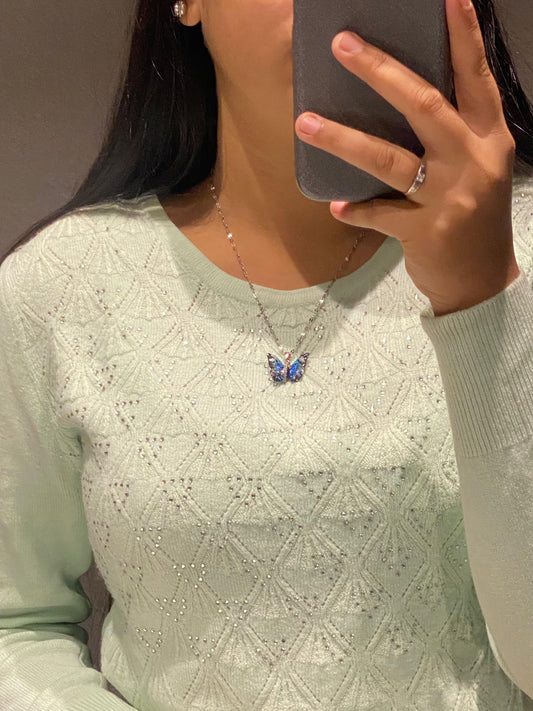 Blue Aurora Butterfly Necklace 🦋✨